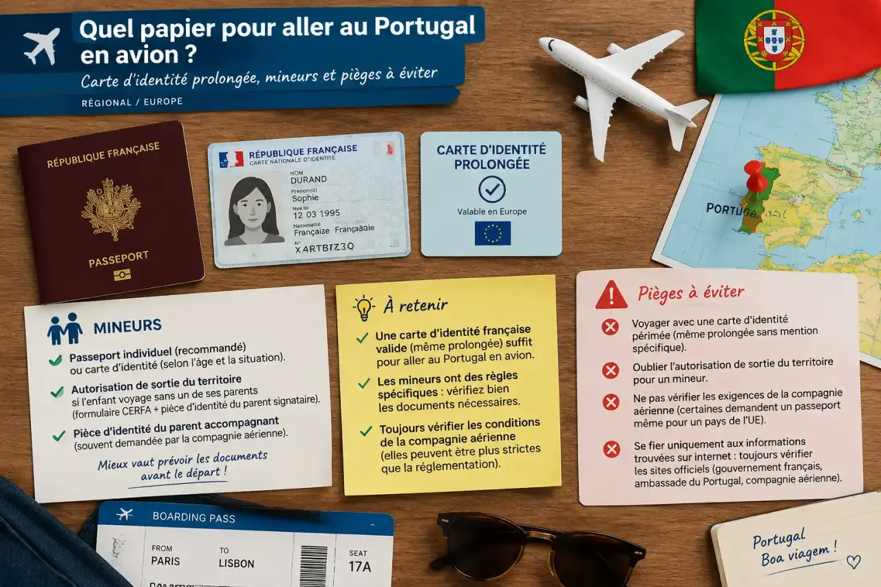 Quel papier pour aller au Portugal en avion ? Carte d'identité prolongée, mineurs et pièges à éviter