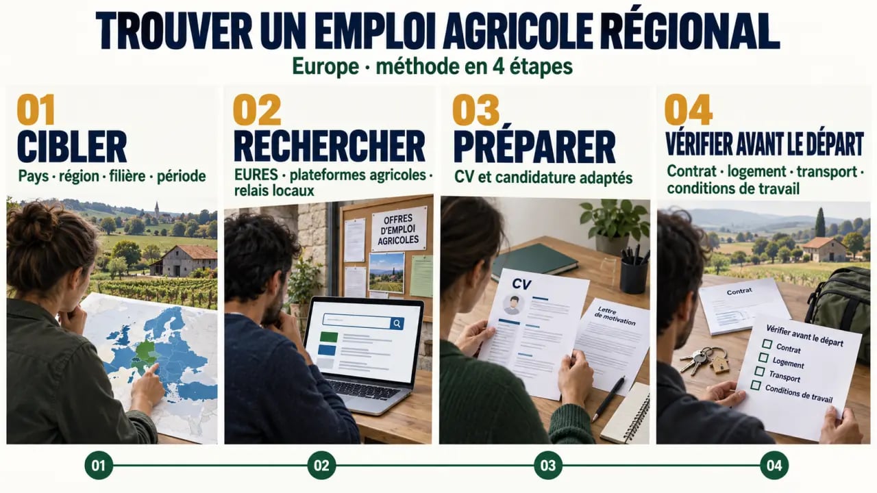 Étapes pour trouver un emploi dans le secteur agricole régional en Europe