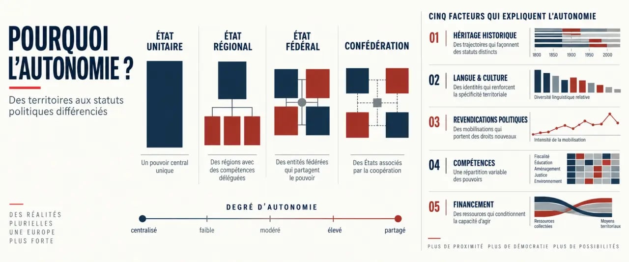 Infographie expliquant pourquoi certaines régions d'Europe ont-elles un statut d'autonomie politique